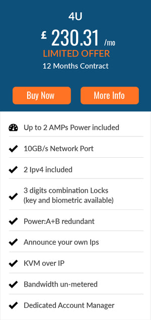 4 U Colocation | RackSpace | Cheap - Secure - Dedicated - Midlands UK