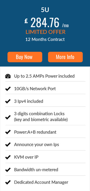 5 U Colocation | RackSpace | Cheap - Secure - Dedicated - Midlands UK